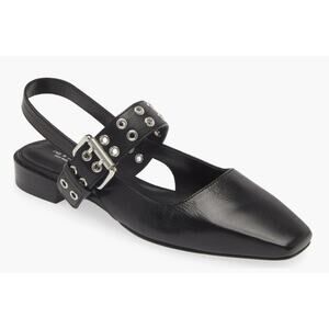 Rag & Bone Astra Mary Jane Leather Slingback Flat in Black, Size 39
